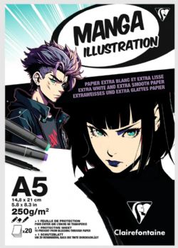 CLAIREFONTAINE - MANGA ILLUSTRATION GLUED PAD A5 250G - 20 PAGES